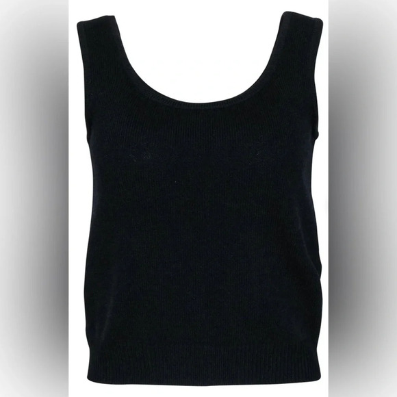 ST. JOHN Knitted Tank Top in Black - Picture 2 of 7